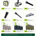 Al Meera travel and utility promotion featuring rechargeable flashlights and hard-shell suitcases.