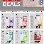 Al Rawabi Electronics Doha smartphone deals flyer featuring iPhone 17 and Honor mobile phones.