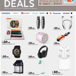Tech accessory sale at Al Rawabi Electronics Qatar including smartwatches, earbuds, and trimmers.
