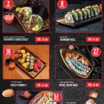 M Sushi fresh platters at Monoprix Qatar including Sushirito, Rainbow Roll, and Sushi Boats.