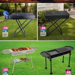 Variety of portable BBQ stands and grills for outdoor camping at Ansar Gallery.