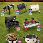 Portable gas stoves, camping cooking sets, and folding tables for outdoor trips.