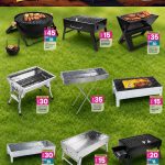 Folding camping chairs, beach loungers, and heavy-duty camping backpacks.