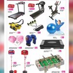Fitness and gym equipment deals at Ansar Gallery including motorized treadmills, gym bikes, and kids football tables.