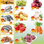 Fresh Grocery and Meat Deals at Paris Hypermarket Doha - Mackerel Fish, Indian Lamb Meat, Grapes, and Vegetables.