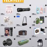 Al Rawabi Electronics Qatar Ultimate Tech Fest promotion flyer Page 2 showing tech accessories, wireless earbuds, portable speakers, and smartwatches.