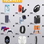 Al Rawabi Electronics Qatar Ultimate Tech Fest promotion flyer Page 3 featuring gaming controllers, smart projectors, power banks, and wireless headphones.
