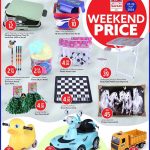 Safari Hypermarket weekend deal flyer featuring kids toys, lunch boxes, board games, and study tables in Qatar.