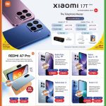 Xiaomi 17T Series pre-order promotion, Redmi Note 15 Pro, and Redmi 15C price tags at Saudia Hypermarket.