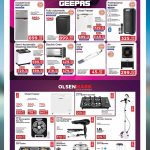 Geepas and Olsenmark exclusive home appliance discounts at Ansar Gallery featuring chest freezers, automatic washing machines, and built-in hobs.