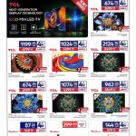 TCL smart mini LED televisions and Moulinex kitchen appliances in a retail promotional catalog layout