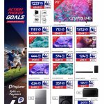 Samsung Crystal UHD smart televisions side by side refrigerator washing machine and microwave oven in a retail layout