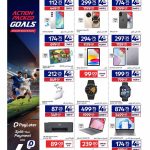 Modern smartphones tablets laptops smartwatches printers and small household steam irons in a tech retail display