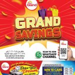 Grand Hypermarket Grand Savings promotion flyer cover with Drive Your Dream car raffle details