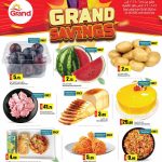 Grand Hypermarket fresh grocery and hot food offers including plums watermelon potatoes bread and broasted chicken