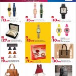 Rawabi Hypermarket fashion accessories flyer showcasing analog watches, makeup kits, handbags, and backpacks.