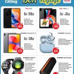Safari Mobile Shop smart devices flyer featuring TCL and Huawei tablets Xiaomi smartwatches and audio speakers