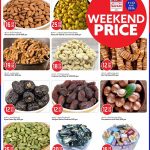 Safari Hypermarket Qatar dry fruits, nuts, and chocolates flyer featuring plain almonds, salted pistachios, USA walnuts, plain cashews, dry figs, and assorted chocolates.