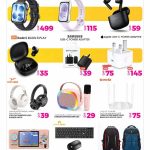 Ansar Gallery electronics promotion showing Huawei smartwatches Redmi earbuds Samsung chargers and Tenda dual band wifi router
