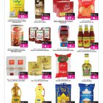 Grocery flyer highlighting essential pantry items cooking oils rice and flour on offer