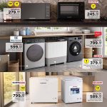 Family Food Centre Kitchen Appliances Leaflet featuring Nikai Microwave, Sharp Oven, Washing Machines, and Chest Freezers.
