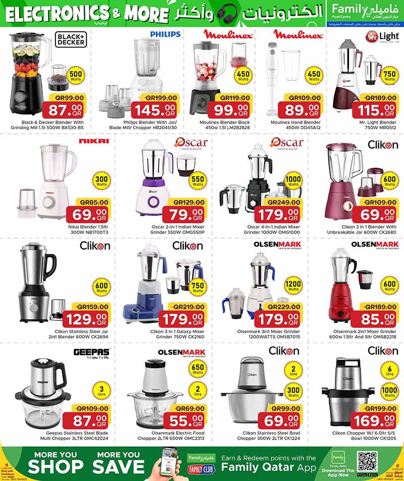 Small Kitchen Appliances Sale Leaflet showing Black & Decker Blenders, Moulinex Choppers, and Clikon Food Choppers.