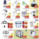 Family Qatar Kitchen Gadgets Flyer displaying Electric Rice Cookers, Toasters, Hand Mixers, and Nutricook Egg Cooker.
