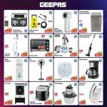 Geepas dual basket air fryer, pressure washer, and home appliances at Family Food Centre Qatar.