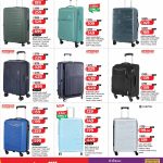 LuLu Hypermarket promotional flyer displaying hard and soft case travel suitcases from American Tourister VIP Retreat and Carlton
