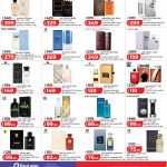 Display of top branded perfumes on offer including Giorgio Armani Bvlgari Gucci Lacoste and Burberry
