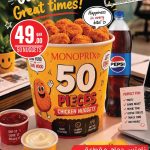 A fifty piece bucket of crispy chicken nuggets on offer at Monoprix served with a bottle of Pepsi