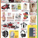 Saudia Hypermarket flyer page displaying traditional ladies apparel children toys home bedding kitchenware sets and travel luggage on offer