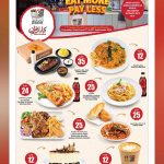 Ansar Gallery Food Court offers promotional menu featuring Biryani, Kabab Koobideh, and Alfredo Spaghetti in Barwa Commercial Avenue Abu Hamour Qatar.