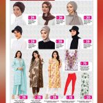 Women's hijabs, inner caps, 3-piece kurti sets, and traditional Mukhawar Jalabias at Ansar Gallery Qatar.